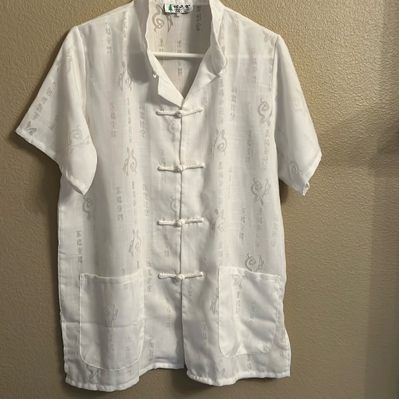 Vintage 80s Black Silk Chinese Mandarin Collar Kimono Shirt Frog Toggle Men M - Picture 1 of 5